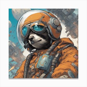 A Badass Anthropomorphic Fighter Pilot Sloth, Extremely Low Angle, Atompunk, 50s Fashion Style, Intr (2) Canvas Print