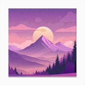 Misty mountains background in purple tone 31 Canvas Print