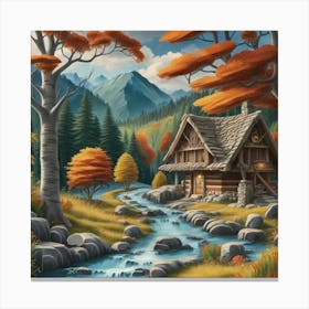 Describe A Serene Autumn Landscape With Vibrant (23) (1) Canvas Print