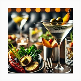 A Close Up Of Signature Martinis Served With Bold Canvas Print