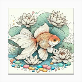 Line Art gold fish 3 Canvas Print