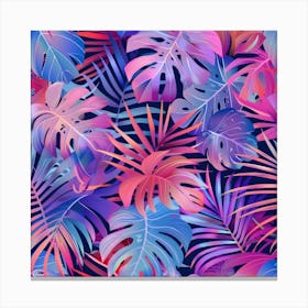 Tropical Leaves Seamless Pattern 19 Canvas Print
