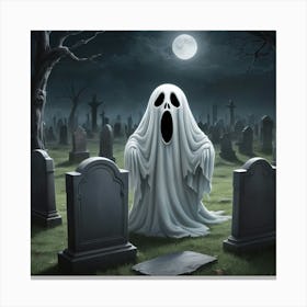 Ghost In Graveyard Canvas Print