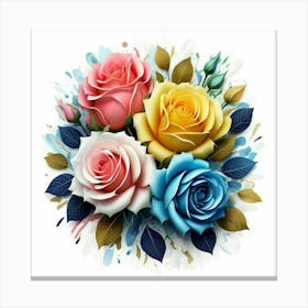 Watercolor design with beautiful roses oil painting abstract 12 Canvas Print