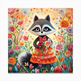 Raccoon In The Garden Canvas Print