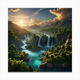 Waterfall In The Forest 76 Canvas Print