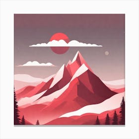 Misty mountains background in red tone 52 Canvas Print