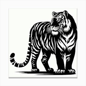 black and white tiger art with shadow Canvas Print