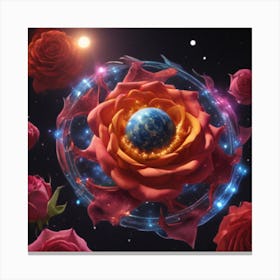 Roses In Space 3 Canvas Print