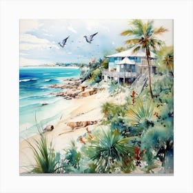 Tropical Beach House Canvas Print