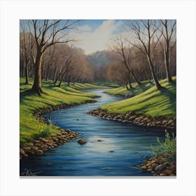 River Running Through The Woods Canvas Print