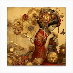 Japan Traditional Geisha Illustration By Ad 84 Canvas Print