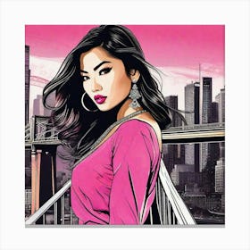 Asian Woman In Pink Canvas Print