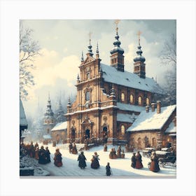 Chapel In Snow Canvas Print