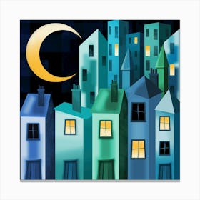 City Under the Moon Canvas Print