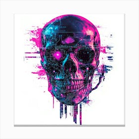 Skull In Pink And Purple.Generated AI. Wall Art Print Canvas Print