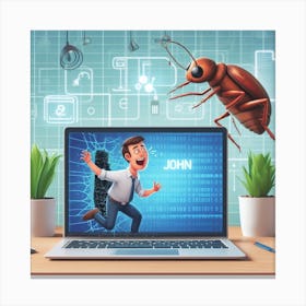 Cockroach On A Laptop Canvas Print
