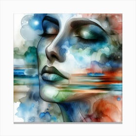 Watercolor Of A Woman'S Face 11 Canvas Print