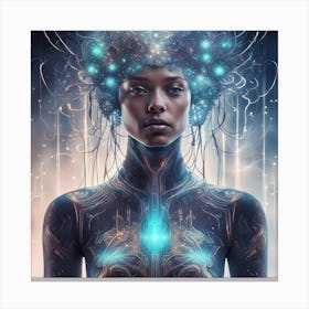 Woman With A Glowing Head Canvas Print