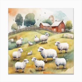 Sheep On The Farm Canvas Print