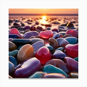Pebbles At Sunset 1 Canvas Print