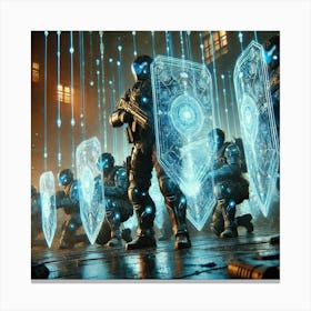 A Futuristic Sci Fi Scene Showcasing Shieldbearers Canvas Print