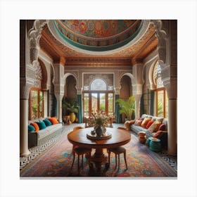 The dining hall in the middle of a traditional Moroccan house 2 Canvas Print