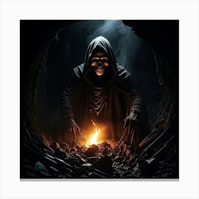 Grim Reapers Skull Plunged Into A Hole Of Bleak Darkness Where Not Even The Dimmest Light Infiltr (5) Canvas Print