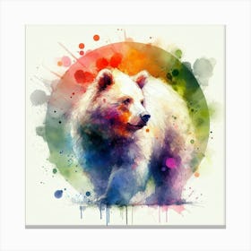 White Bear Watercolor Painting Canvas Print