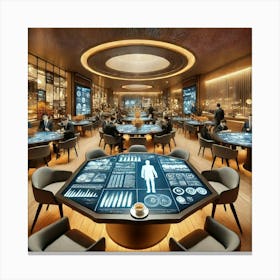 The Interior Of A Futuristic Restaurant Dining Spa Canvas Print