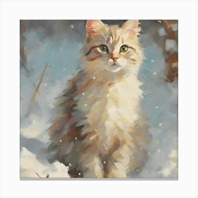 Cat In The Snow 1 Canvas Print