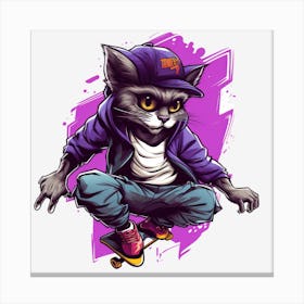 Skateboard Cat Canvas Print