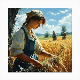 Girl In A Wheat Field Canvas Print