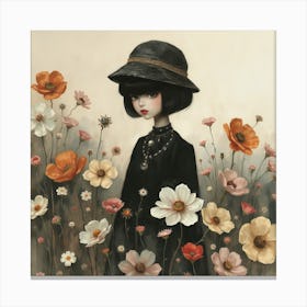 Goth Girl in Flowers Canvas Print