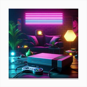 Neon Game Console Canvas Print