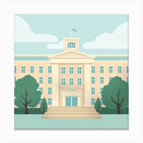 School Building Cartoon Admission Canvas Print