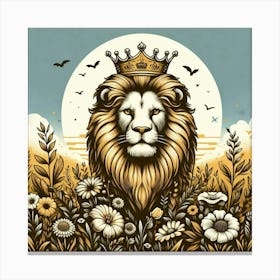 Lion In The Meadow Canvas Print