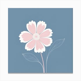 A White And Pink Flower In Minimalist Style Square Composition 26 Canvas Print