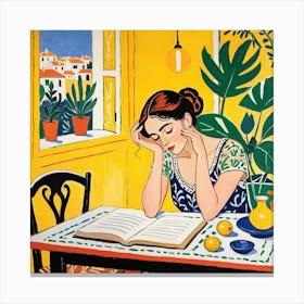 Woman Reading A Book 19 Canvas Print