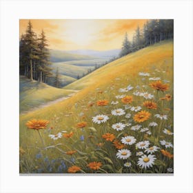 Daisies In The Meadow Canvas Print