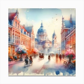 Watercolor Of A City 3 Canvas Print