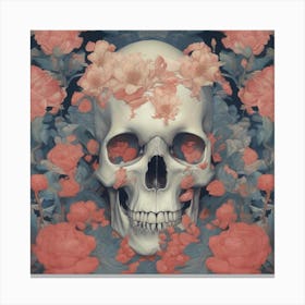 Skull With Roses Canvas Print