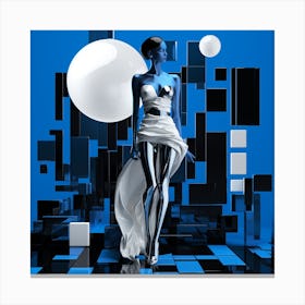 Blue Woman In A Dress Canvas Print