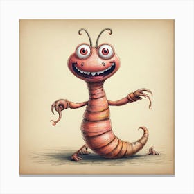 Cartoon Worm Canvas Print