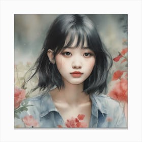 Asian Girl Painting 2 Canvas Print