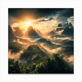 Sunrise Over Mountains Canvas Print