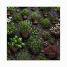 Herbs In Pots Canvas Print