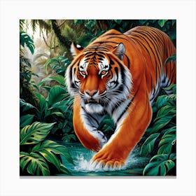 Tiger In The Jungle Canvas Print