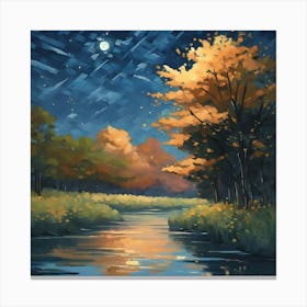 Night By The River Canvas Print