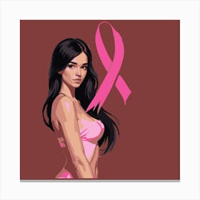 Women Breast Cancer Awareness background with brassiere Calligraphy in Pink Ribbon international symbol for month October suitable for clipart and poster and wall art (5)F Canvas Print